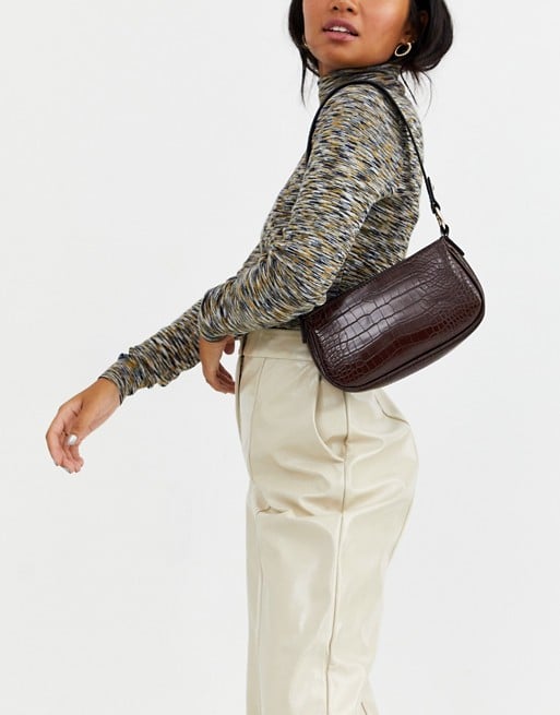 ASOS DESIGN croc effect 90s shoulder bag, ASOS