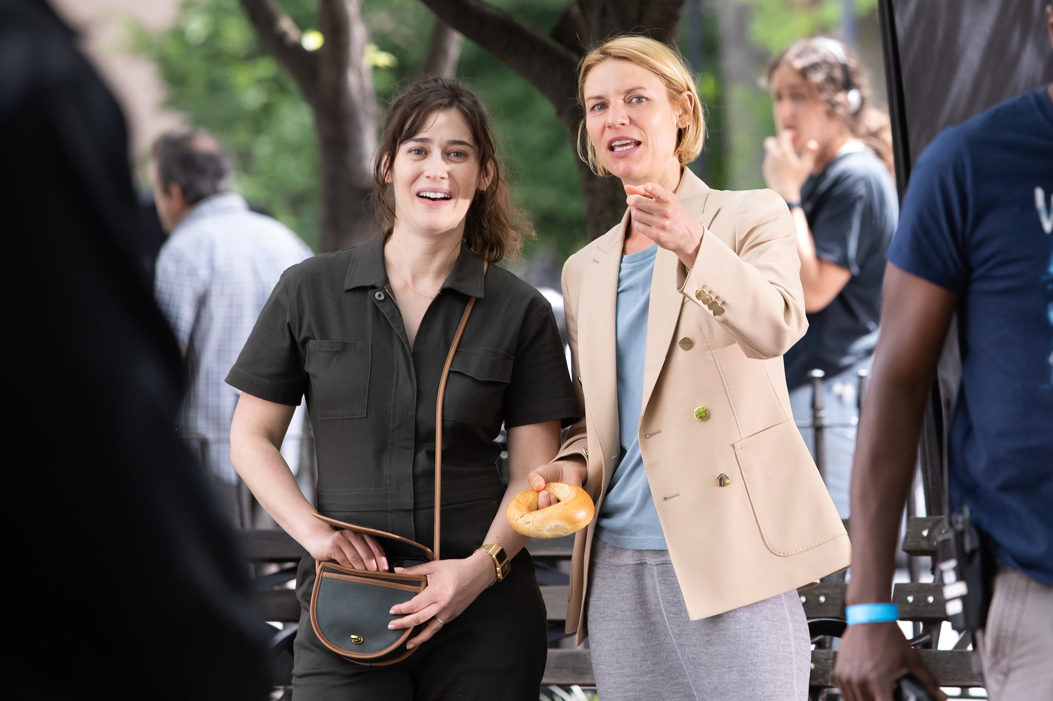 NEW YORK NY - JUNE 7: Lizzy Caplan and Claire Danes are seen on the set of 