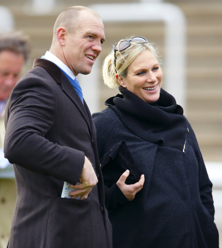 A pregnant Zara and her husband, Mike, checked out a sporting event in December 2013.
