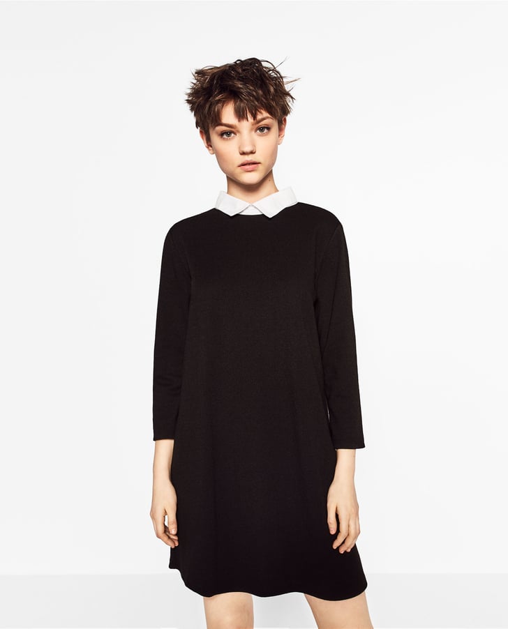zara poplin midi dress black