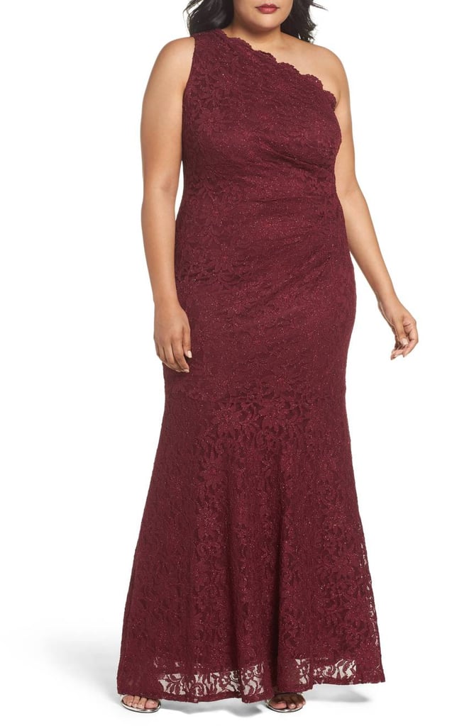 Decode 1.8 One Shoulder Glitter Lace Gown