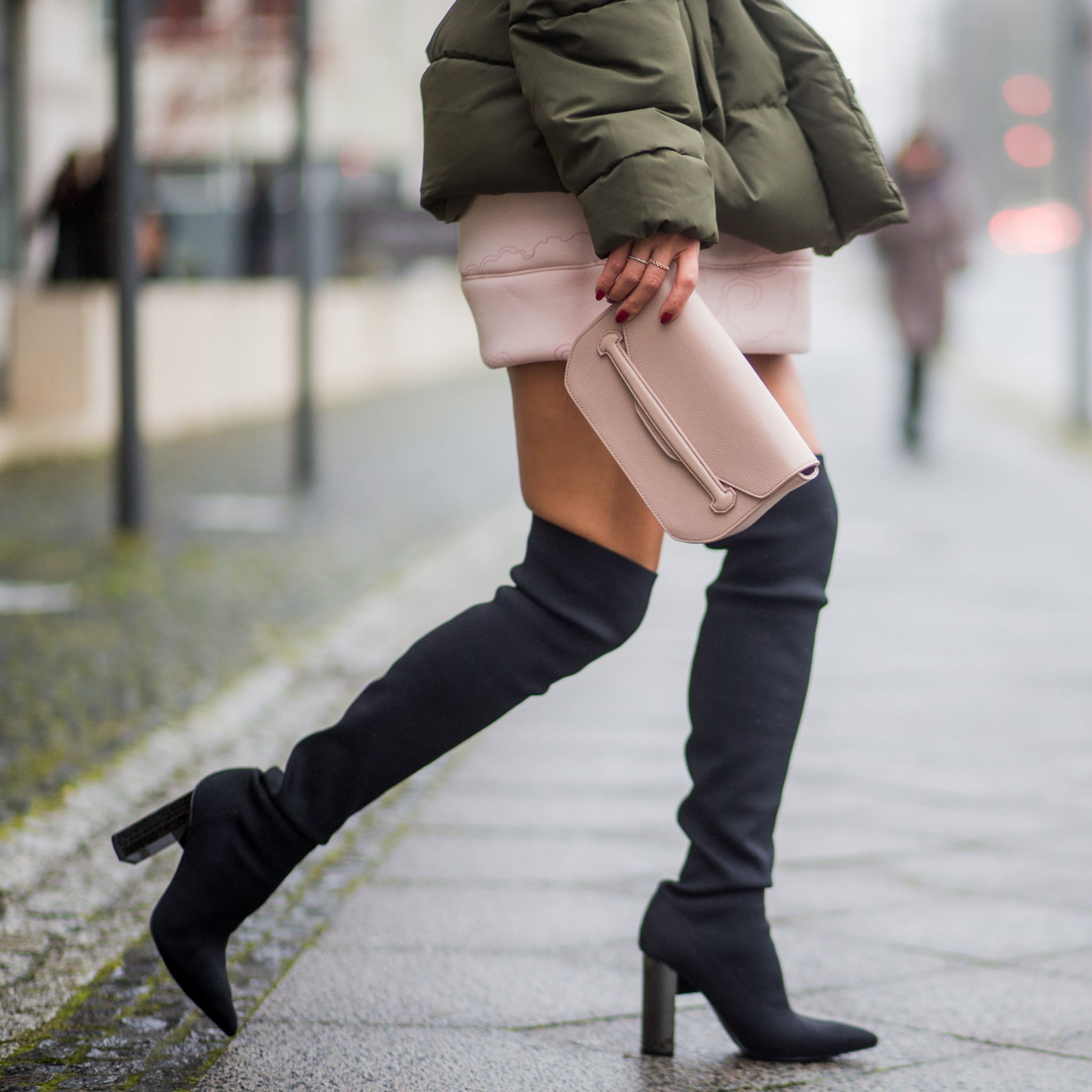 gray over the knee suede boots