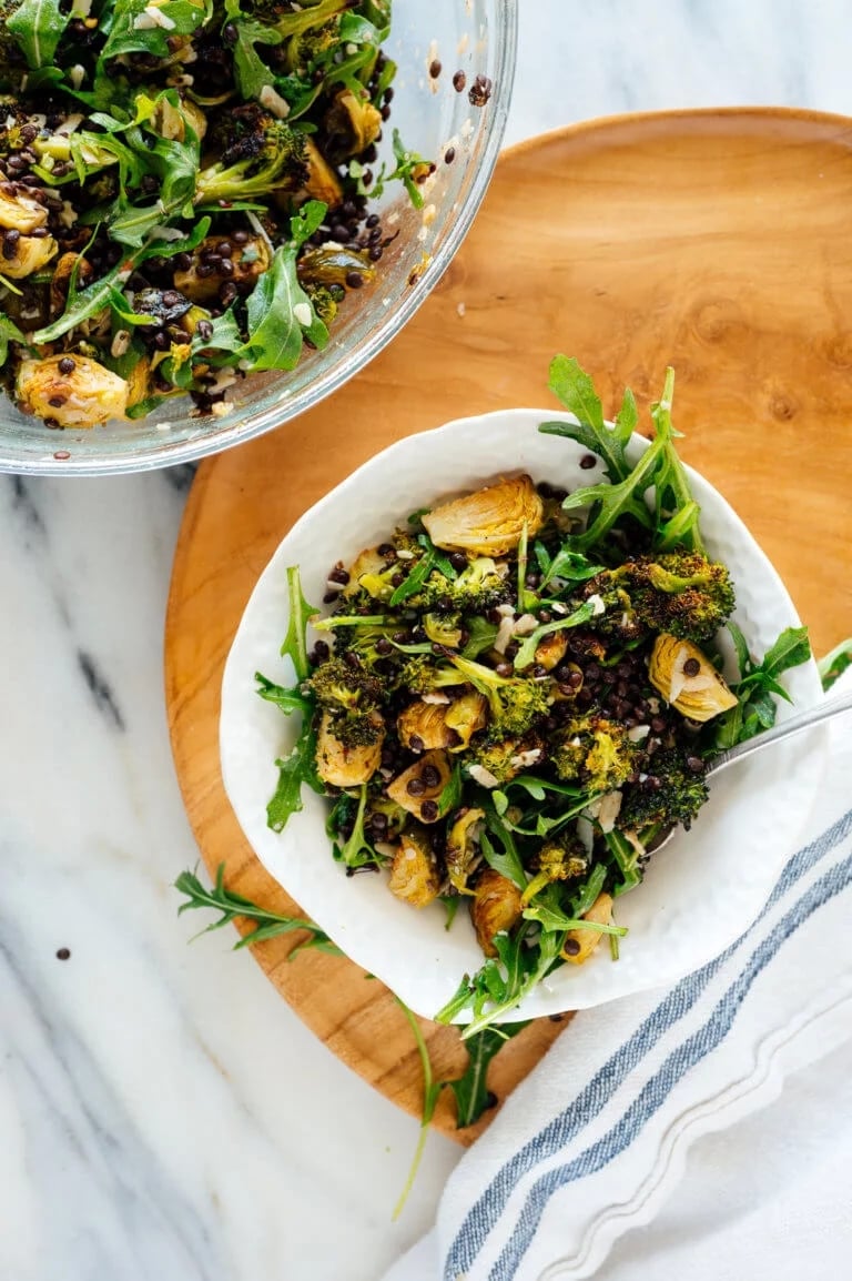 Lemony Roasted Broccoli, Arugula, and Lentil Salad