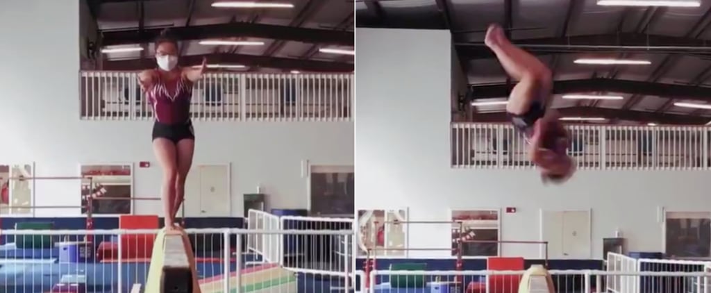 Watch Morgan Hurd Do a Backflip on Beam With a Face Mask