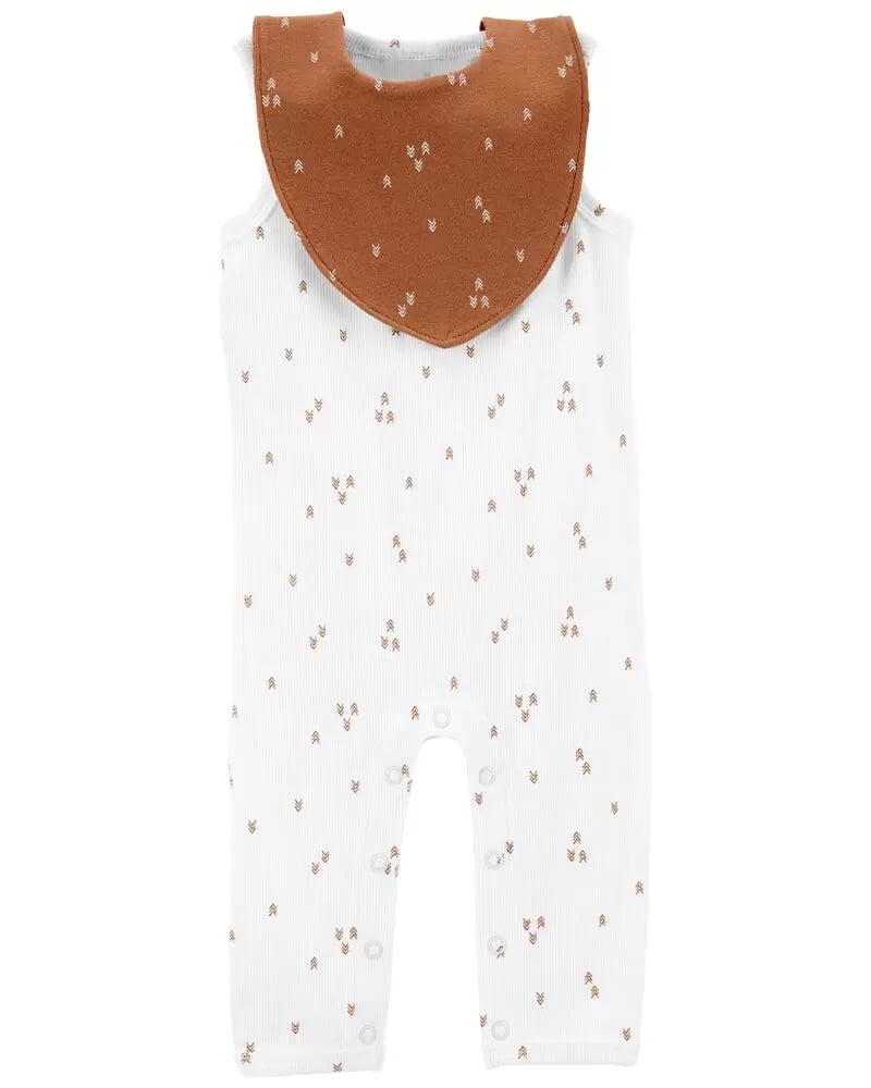 2-Piece Jumpsuit & Bandana Bib Set