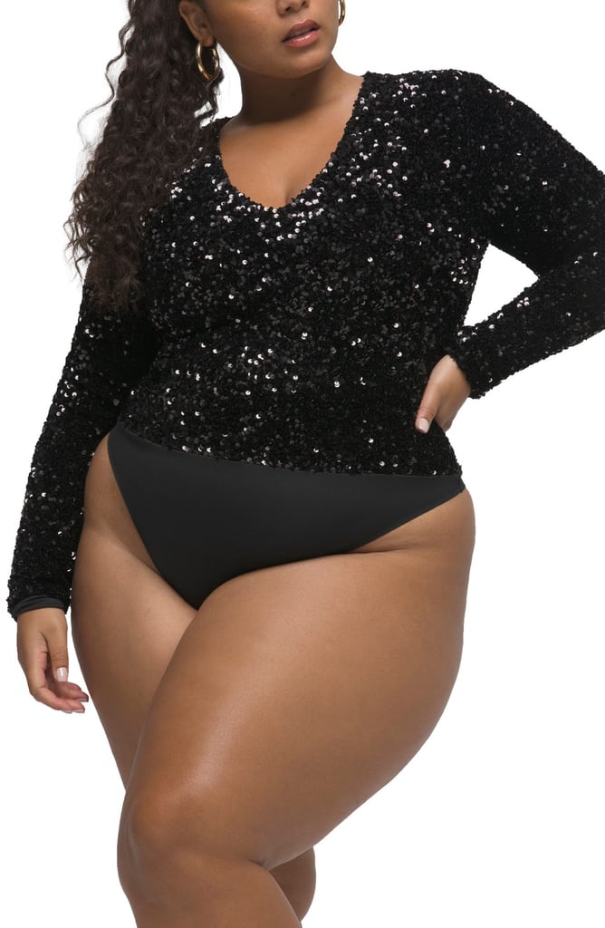 Good American Stretch Sequins Bodysuit