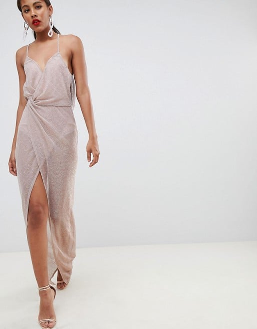 ASOS Tall Metallic Sheer Maxi Dress | Kim Kardashian Sheer Dress With ...