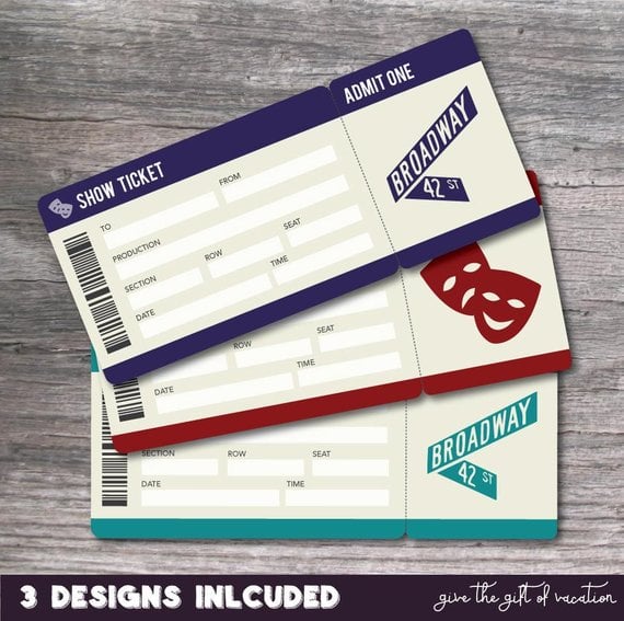 Printable Broadway Theater Show Tickets The Theater Lover