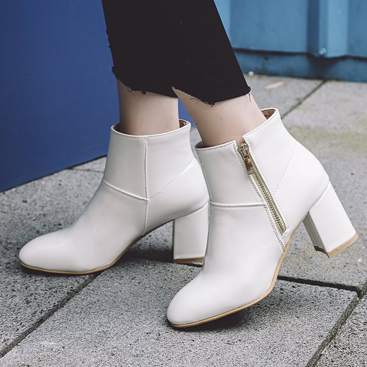 Show Shine Chunky Heel Ankle Boots | Cheap White Boots | POPSUGAR ...