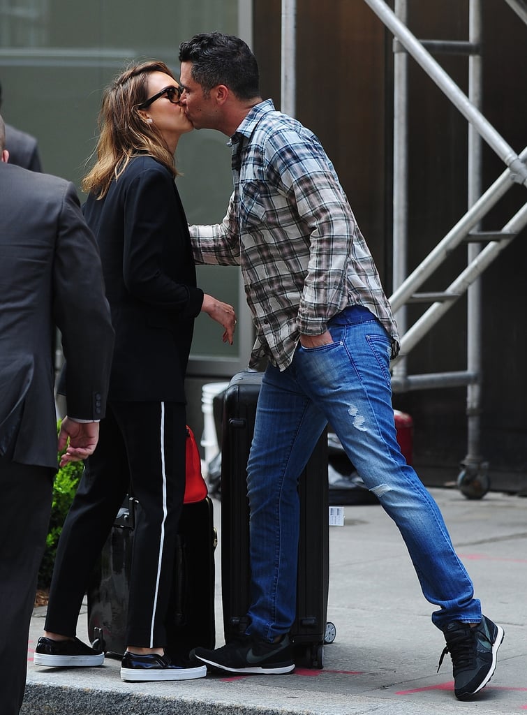 Cash gave Jessica a quick kiss in NYC in May 2014.