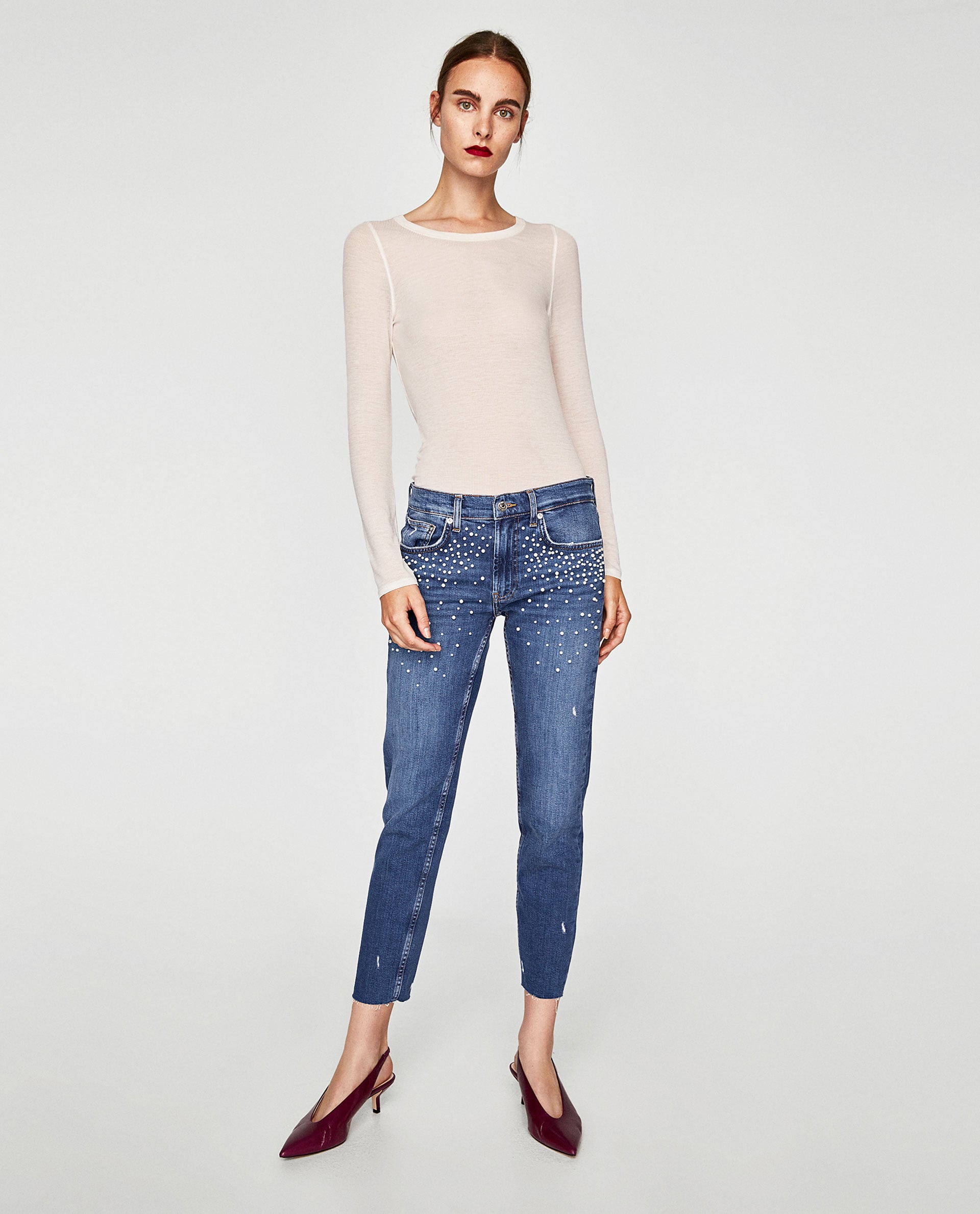 Zara Pearl Boyfriend Jeans | Ultimate Guide to Fall's Biggest Denim Trends | POPSUGAR Fashion Photo 13