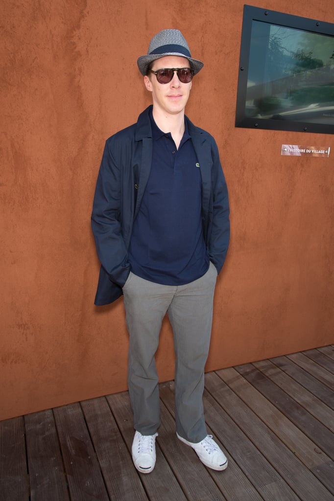 Benedict Cumberbatch posed at the French Open in Paris on Sunday.