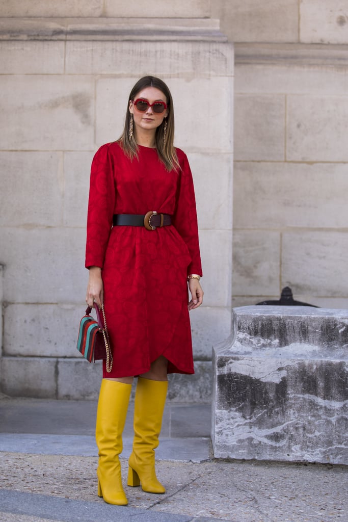 how to wear red knee high boots