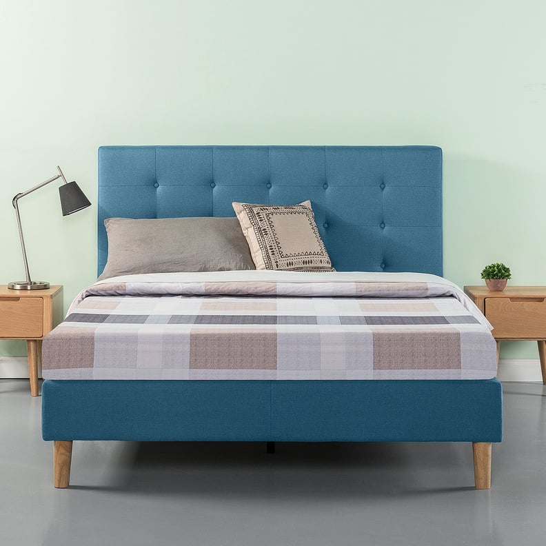 Zinus Ibidun Blue Upholstered Tufted Platform Bed