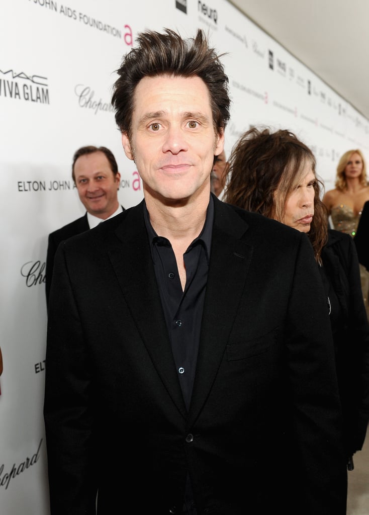 Jim Carrey smiled on his way into Elton John's Oscar party in LA.
Jim Carrey smiled on his way into Elton John's Oscar party in LA.