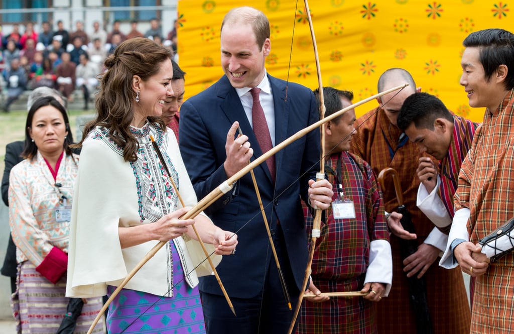 Kate showed she wasn't to princess-y to play sports during an archery lesson in Bhutan in April.