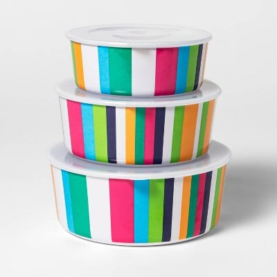 Sun Squad 3pc Plastic Printed Food Storage Bowls
