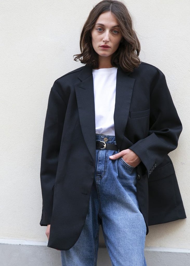 The Frankie Shop Black Oversized Boyfriend's Blazer