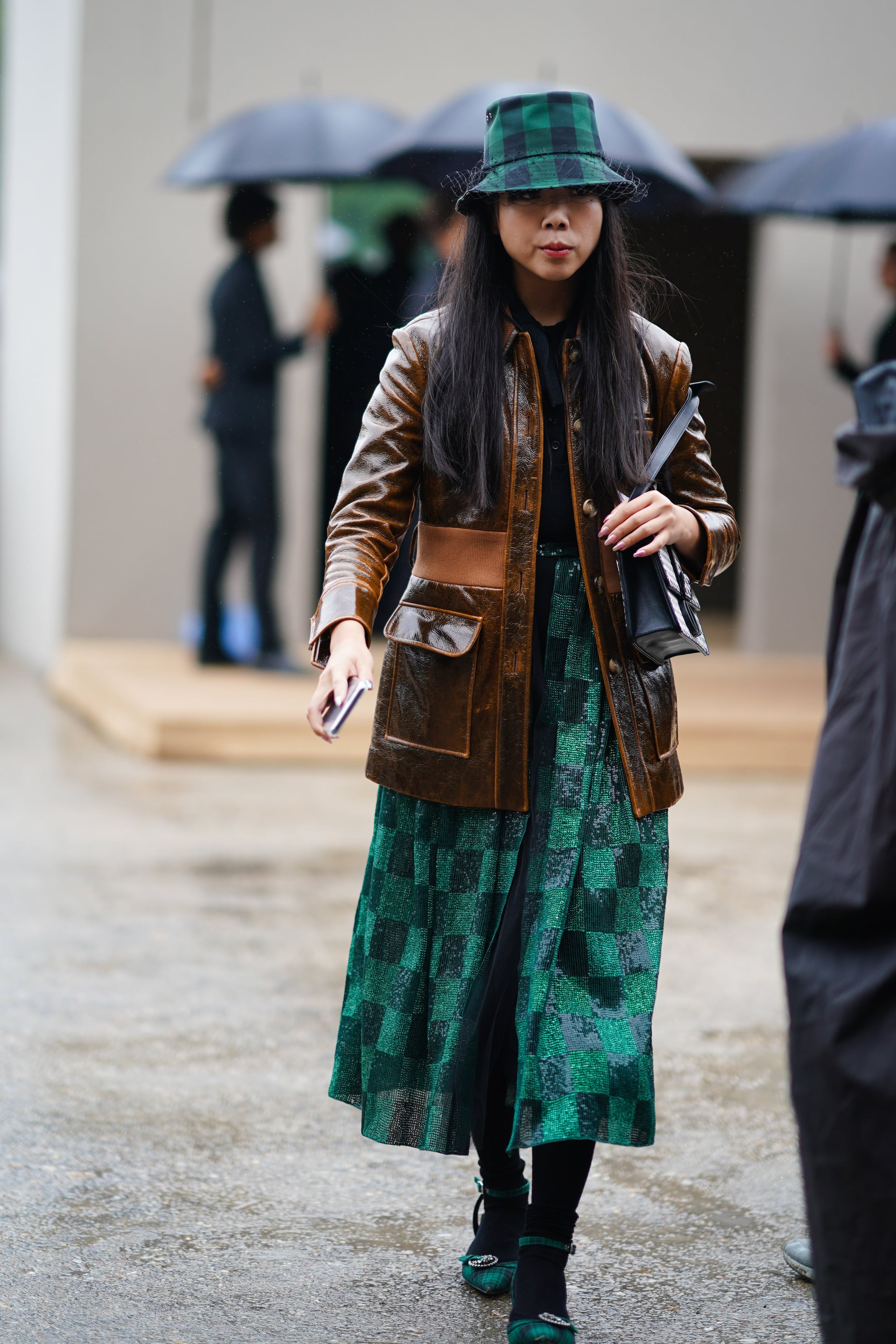Winter Outfit Idea: A Full Skirt and Leather Jacket | 100+ Street Style  Shots to Inspire Your Winter Look (Because You Deserve Better Than a  Sweater and Jeans) | POPSUGAR Fashion Photo 31