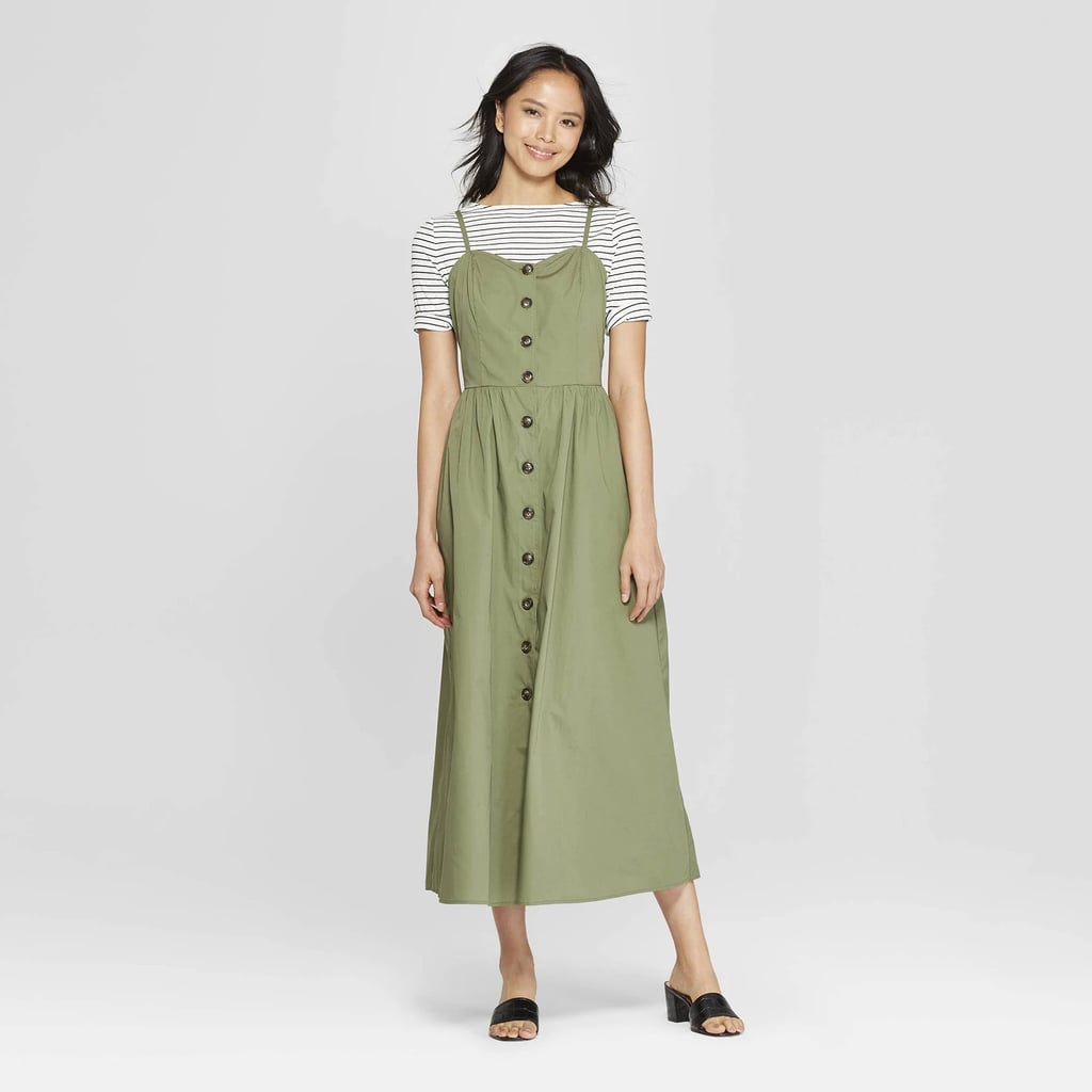 Sleeveless V-Neck Button-Down Maxi Dress