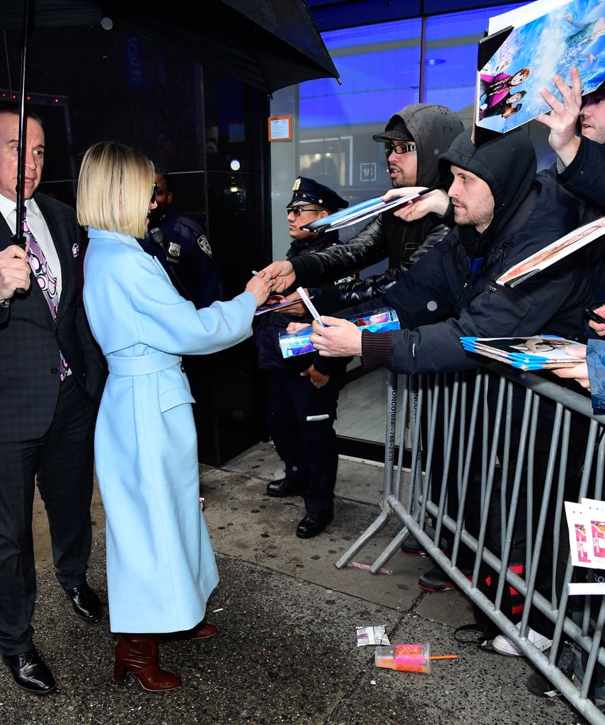Kristen Bell's Blue and Purple Coat's Giving Us Frozen Vibes