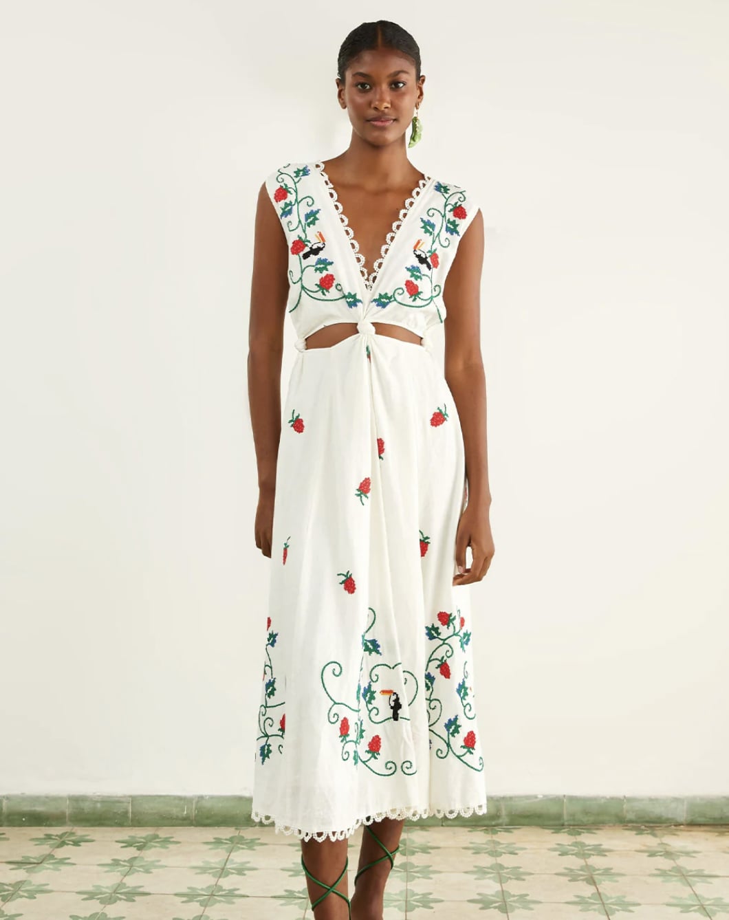 White embroidered clearance midi dress