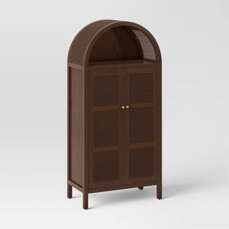 Opalhouse Woven Arched Wood Cabinet Brown