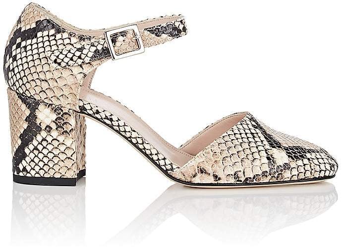 Barneys New York Women's Stamped Leather Ankle-Strap D'Orsay Pumps