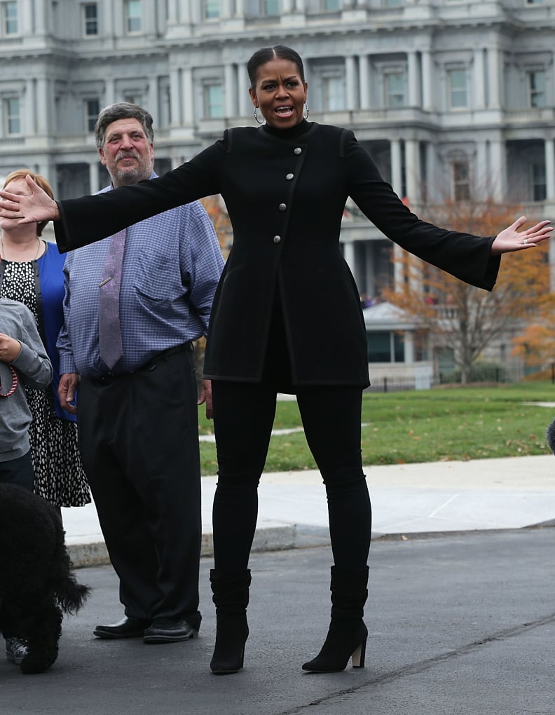 Michelle Obama: A Suede Midrise Slouch Boot