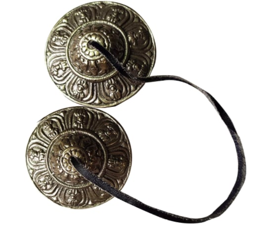 Tingsha Cymbals Tibetan Lucky Symbol Embossed Meditation Yoga Bell Chimes