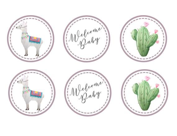 llama baby shower cupcake toppers