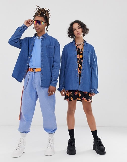 COLLUSION Unisex Oversized Denim Shirt