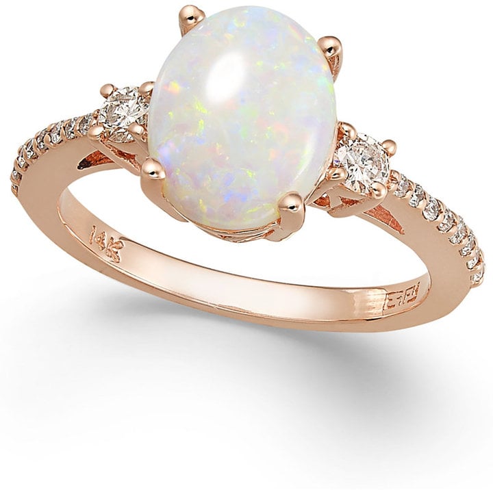 Effy Aurora by Opal (1-3/8 ct. t.w.) and Diamond (1/4 ct. t.w.) Oval Ring in 14k Rose Gold ($2,000)