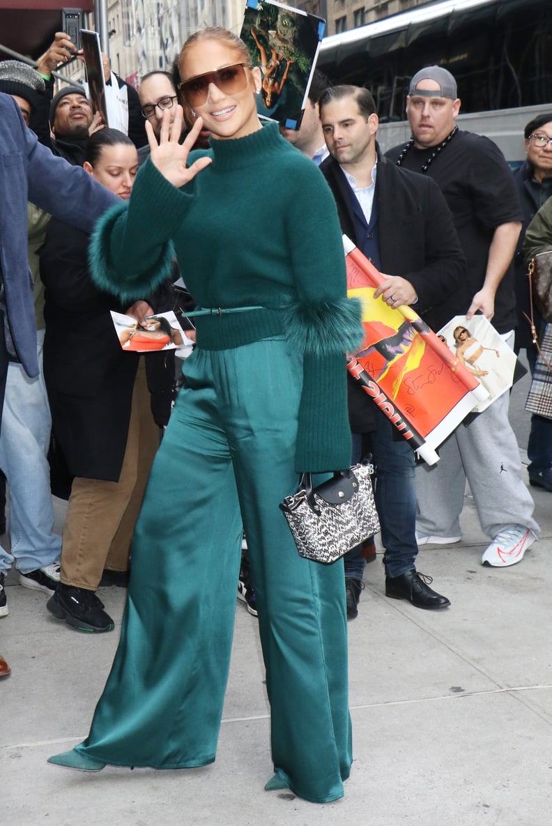 Jennifer Lopez's Green Sally LaPointe Outfit in NYC | POPSUGAR Fashion