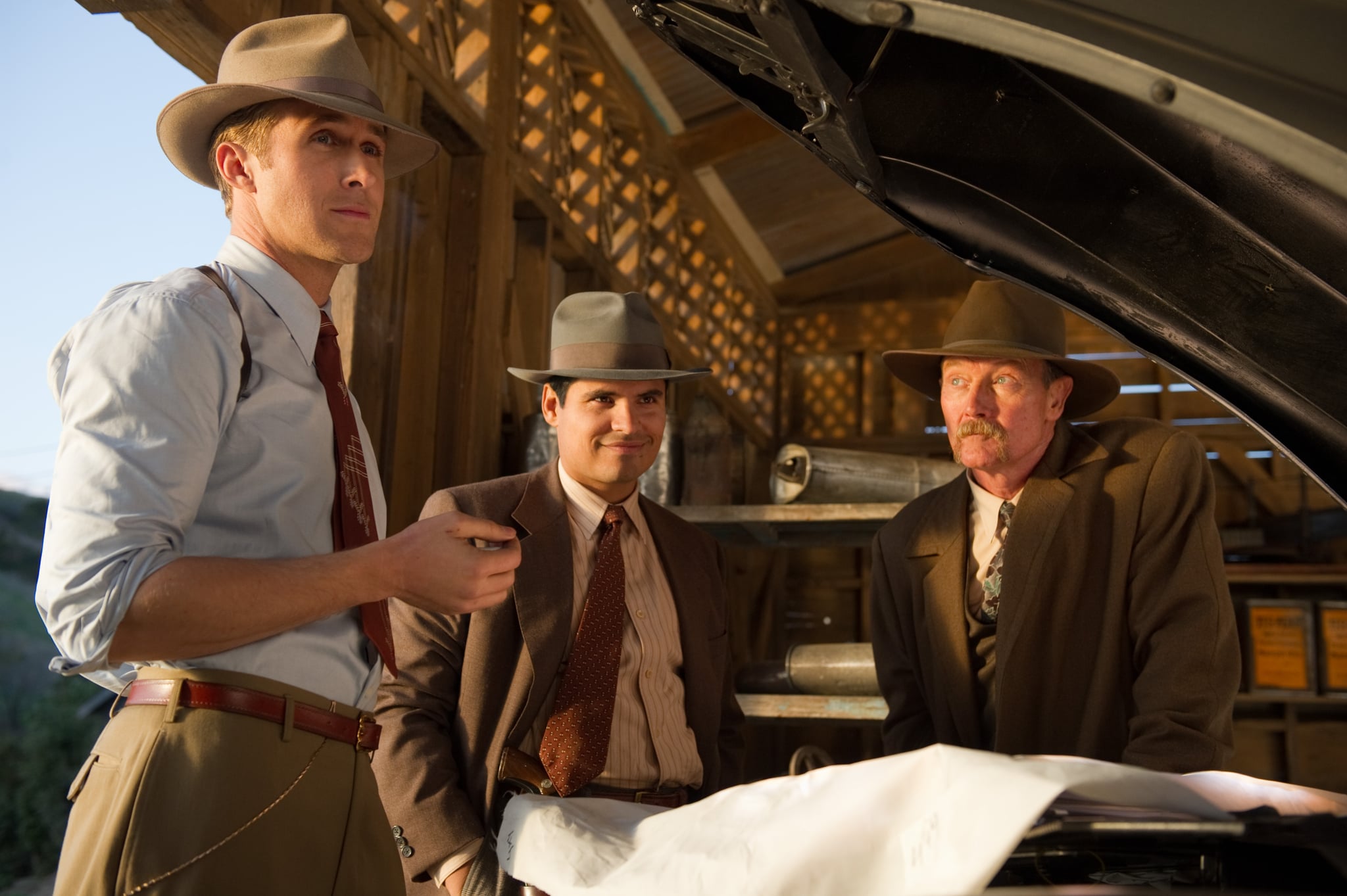 GANGSTER SQUAD, from left: Ryan Gosling, Michael Pena, Robert Patrick, 2013. ph: Wilson Webb/Warner Bros./courtesy Everett Collection