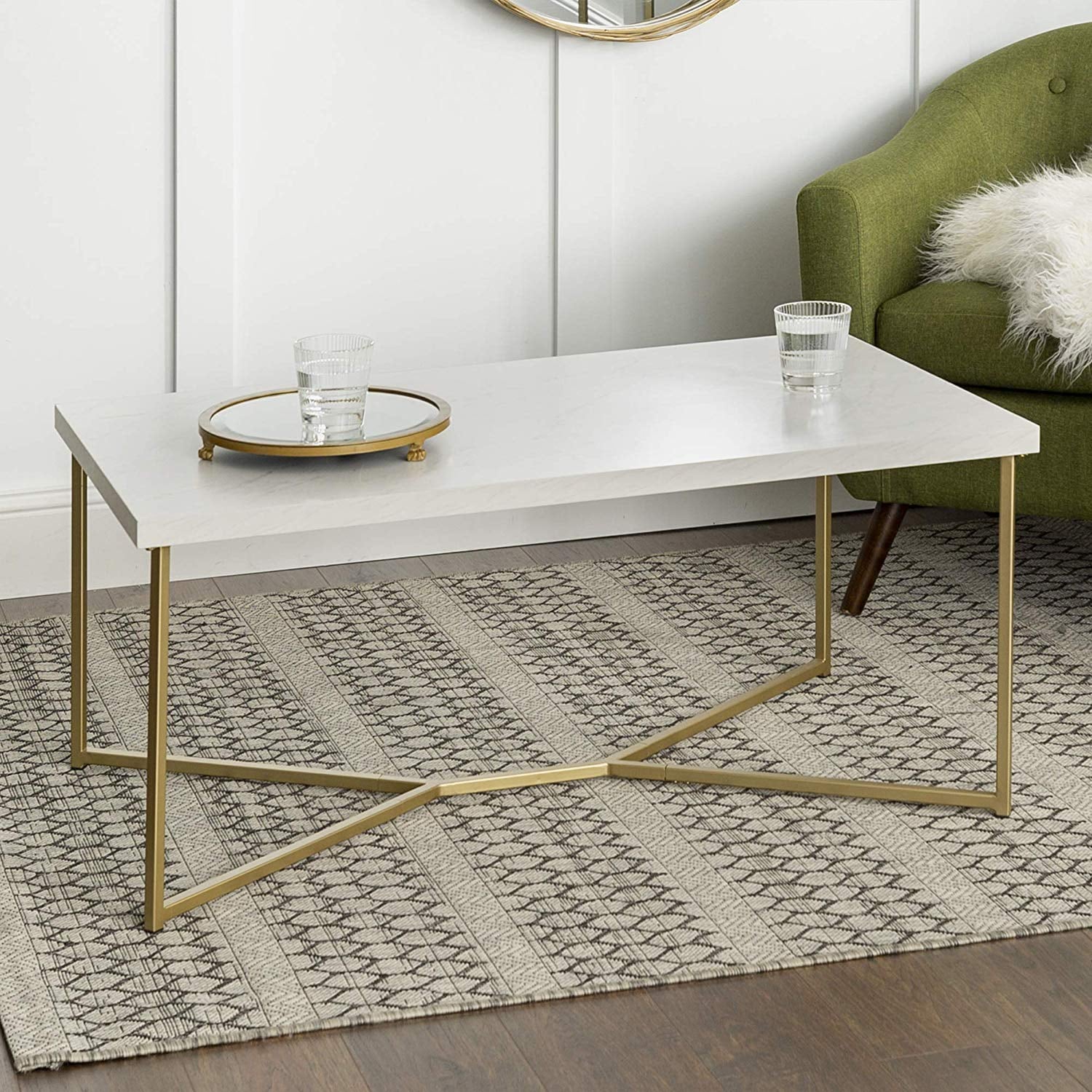 White mid century top modern coffee table