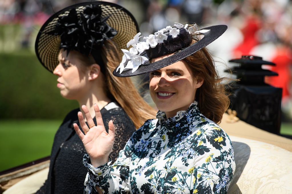 The hat featured a floating brim that allowed her hair to peek through.