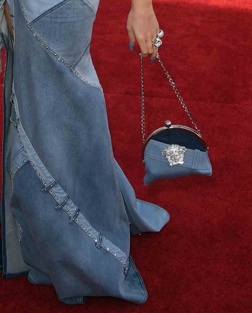 Katy Perry did a pretty great job at pulling off Britney Spears's all-denim ensemble, circa 2001, but one of our favorite touches has to be her chain-strap patchwork bag.