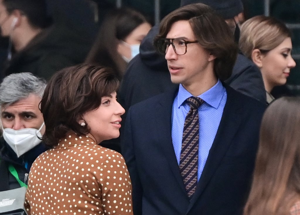 Adam Driver, Lady Gaga, and Jared Leto on House of Gucci Set