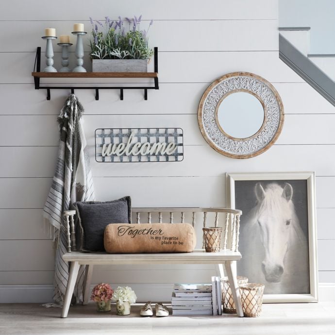 Wood/Metal Art Ledge in Brown