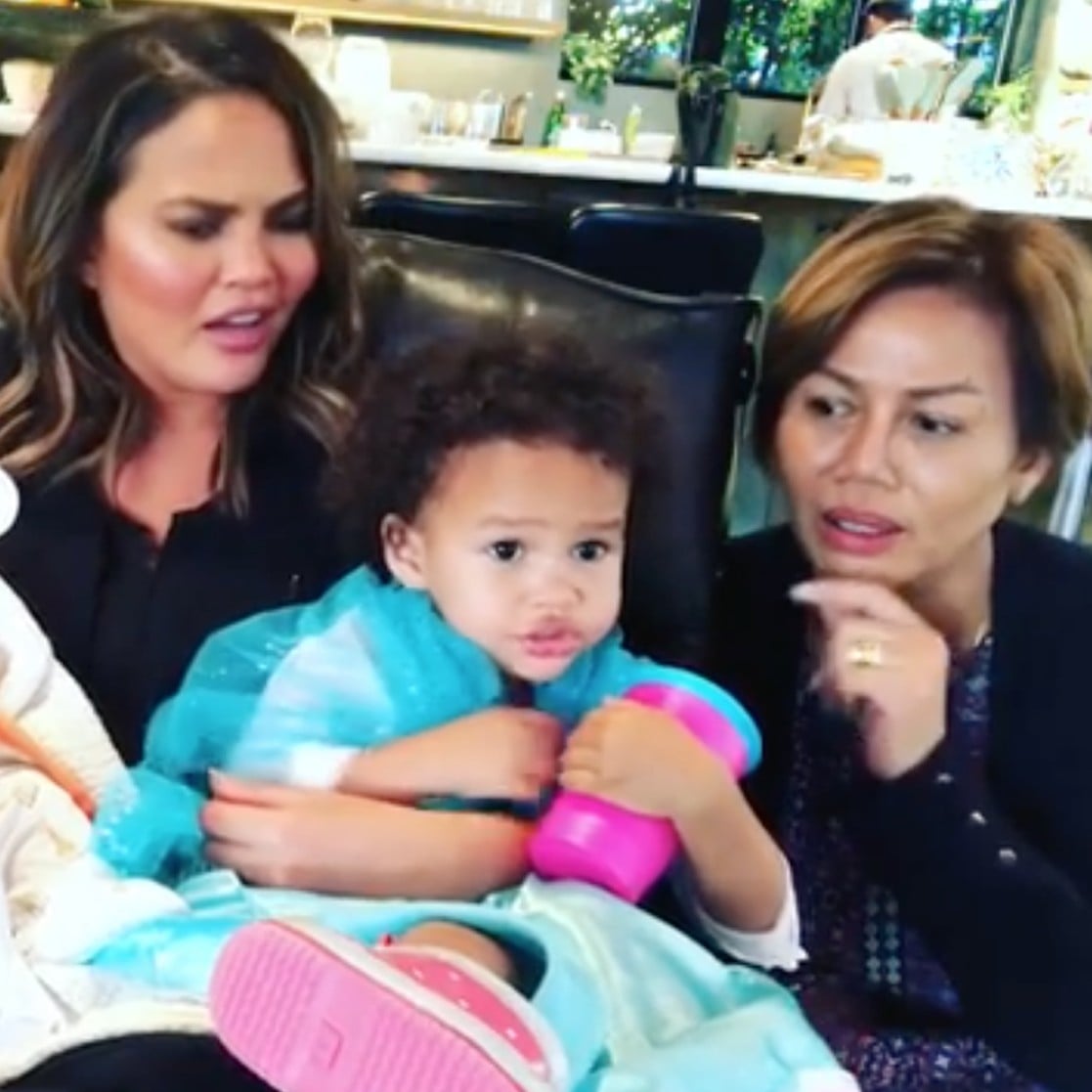 Chrissy Teigen S Selfie Stick Video Of Mom Luna And Miles Popsugar Family