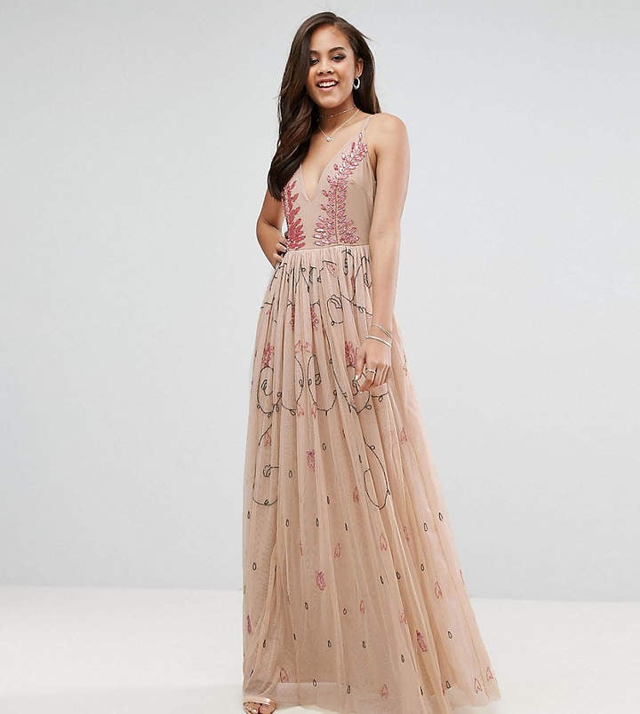 Maya Tall Cami Strap Plunge Embellished Maxi Dress