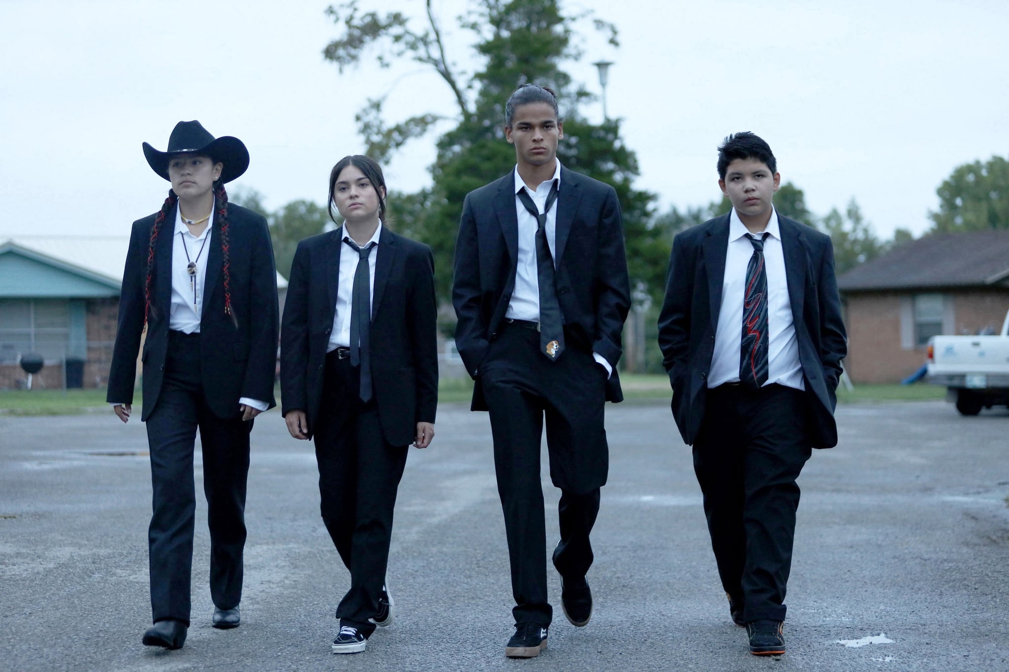 RESERVATION DOGS, from left: Paulina Alexis, Devery Jacobs, D'Pharaoh Woon-A-Tai, Lane Factor, 'F*ckin' Rez Dogs', (Season 1, ep. 101, aired Aug. 9, 2021). photo: Shane Brown / FX / Courtesy Everett Collection