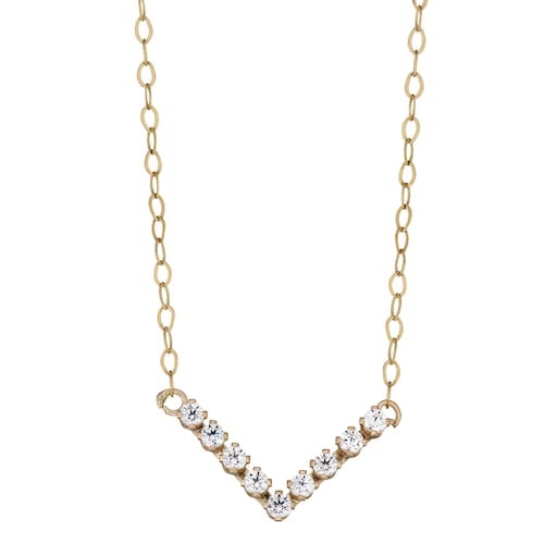 Forever Radiant 10k Gold Chevron Necklace with Swarovski Crystal