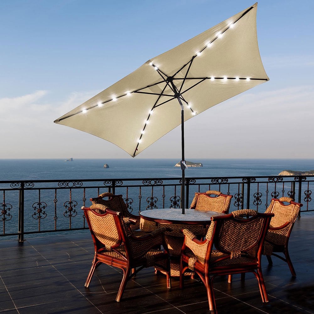 Yescom Rectangle Solar LEDs Patio Umbrella