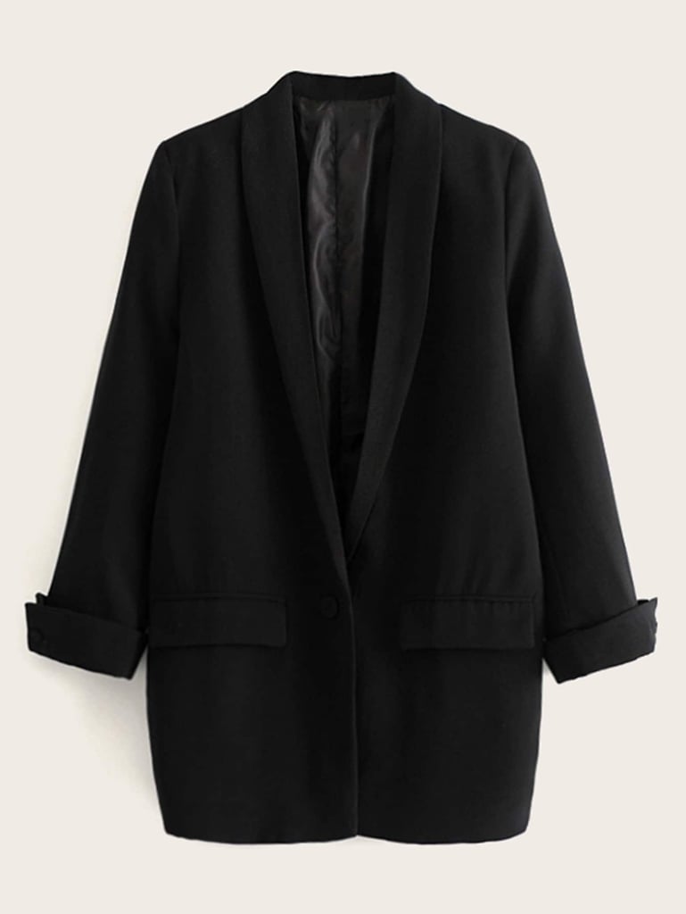 Shein Shawl Collar Rolled Cuff Solid Blazer | Sophie Turner's Cute ...