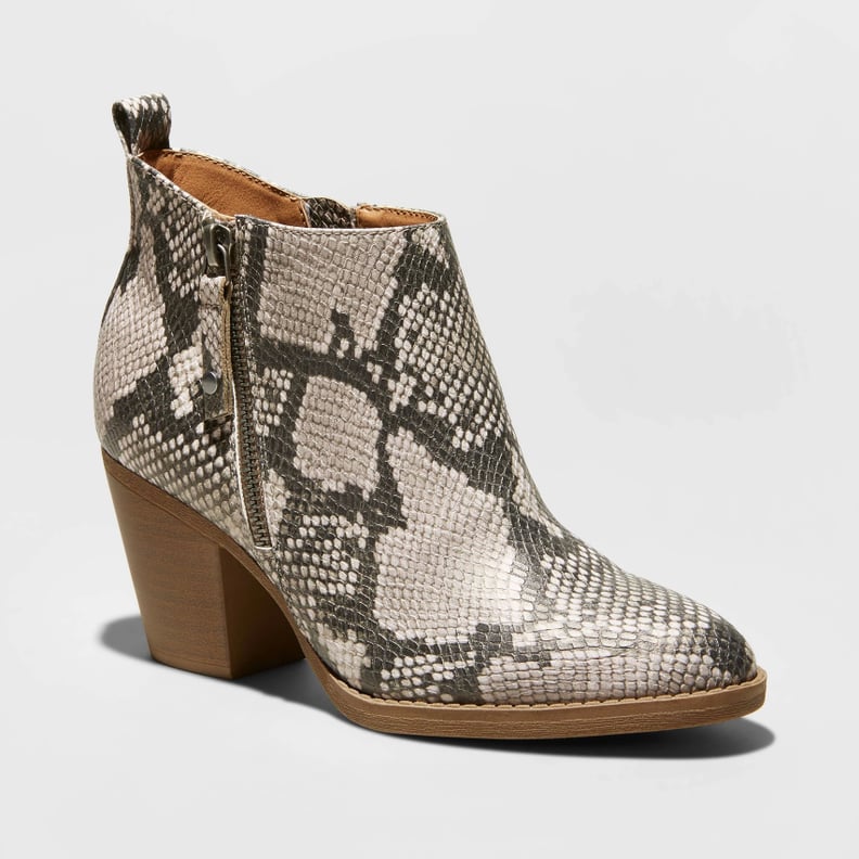 Universal Thread Jameson Faux Leather Snake Double Zip Booties