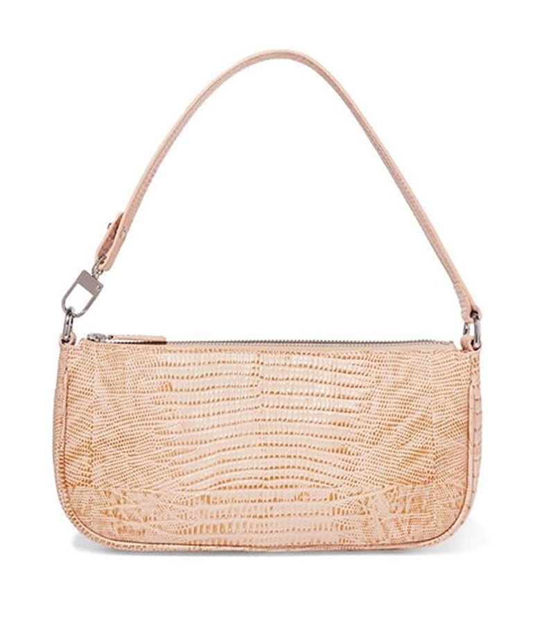 Barabum Crocodile Pattern Shoulder Baguette Bag in Soft Pink