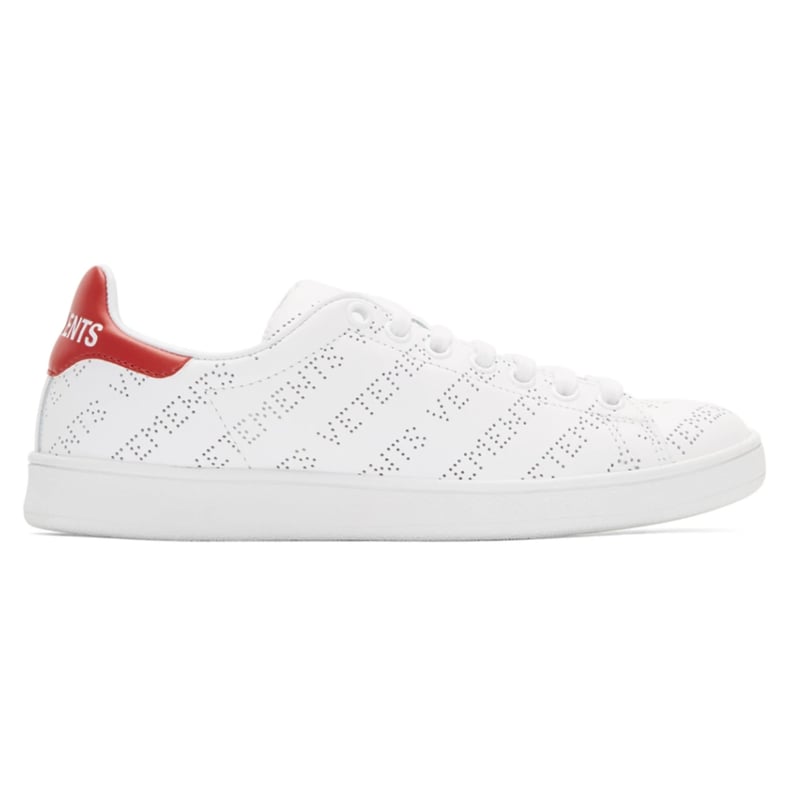 Vetements White and Red Perforated Logo Sneakers