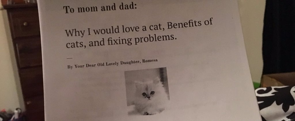 Girl's 6-Page Report on Why She Wants a Cat